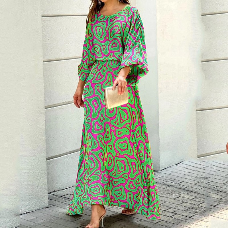 Nola™ Swirl Slit Sleit Sleeve Maxi Mekko