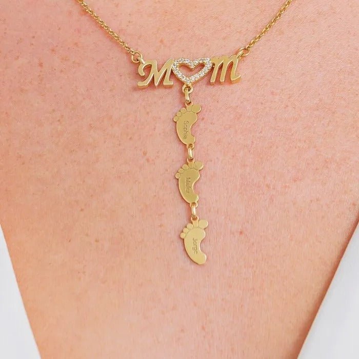 Mom's Love™ - Gepersonaliseerde ketting met babyvoetjes - Jumplein