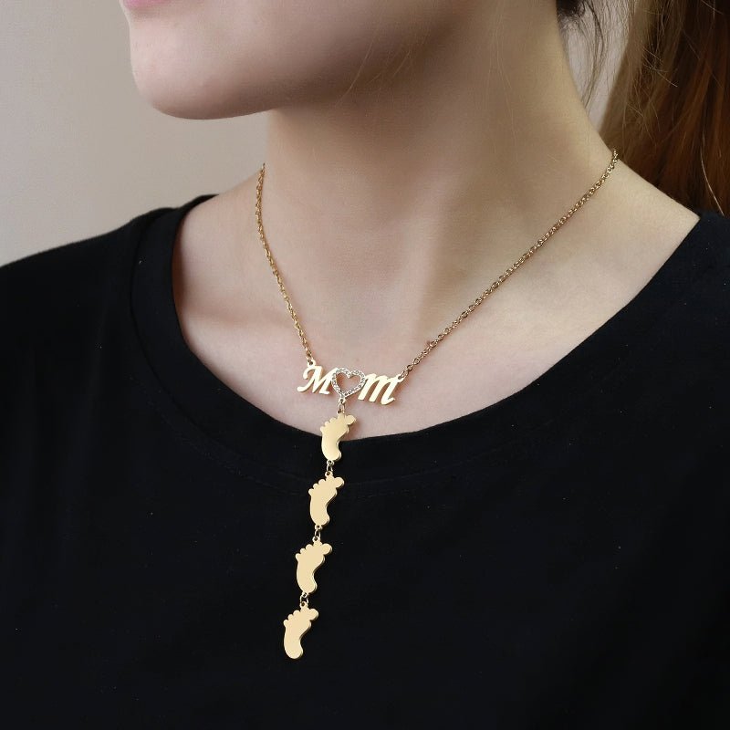 Mom's Love™ - Gepersonaliseerde ketting met babyvoetjes - Jumplein